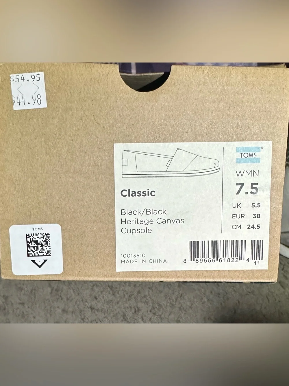 Toms Black Canvas Slip-On Shoes